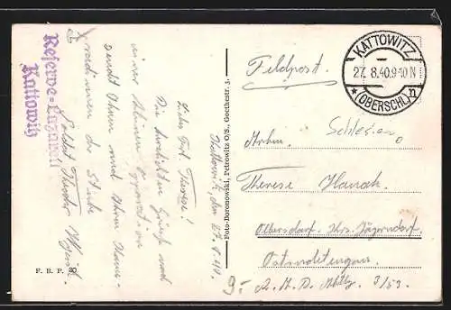 AK Kattowitz, Holzkirche im Südpark, Rosengarten