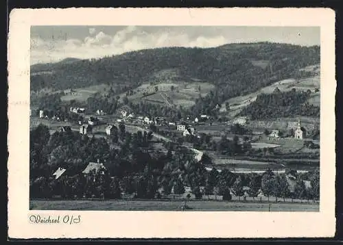 AK Weichsel, Ortsansicht aus der Vogelschau