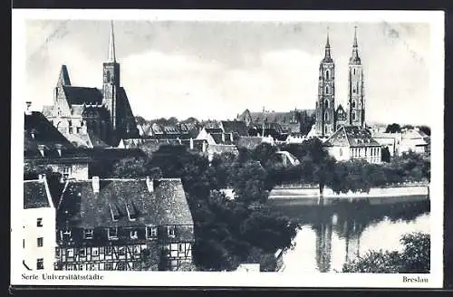 AK Breslau, Ortsansicht mit Universität