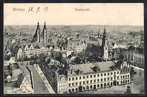 AK Breslau, Totalansicht vom Stadtkern