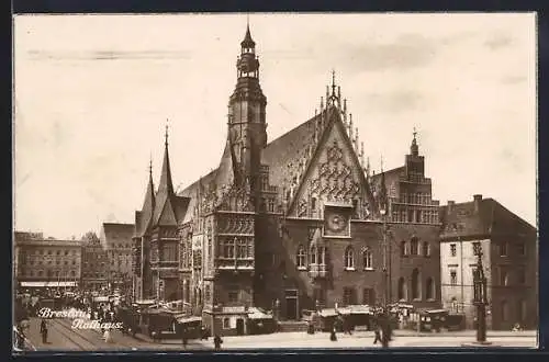 AK Breslau, Stadtleben am Rathaus