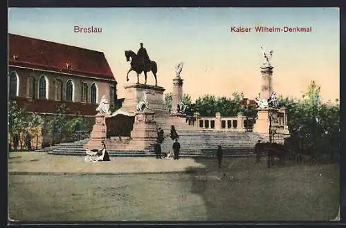 AK Breslau, Blick zum Kaiser Wilhelm-Denkmal