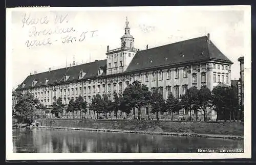 AK Breslau, Blick auf die Promenade bei der Universität