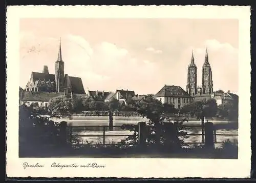 AK Breslau, Deutsches Turn-und Sportfest 1938, Oderpartie mit Dom