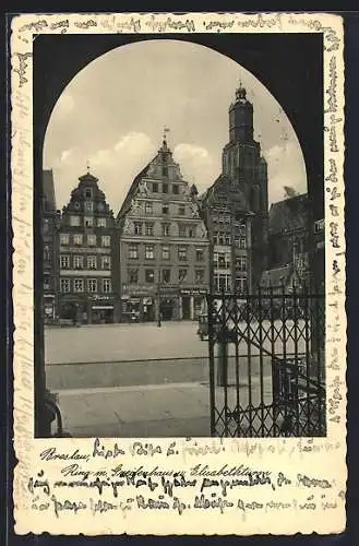 AK Breslau, Ring mit Blick zum Elisabethenturm