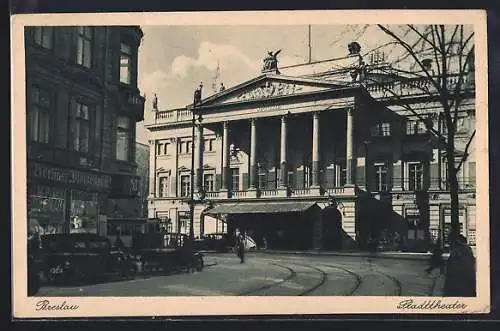 AK Breslau, Frontalansicht des Stadttheaters