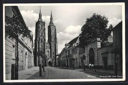 AK Breslau, Domstrasse und Dom