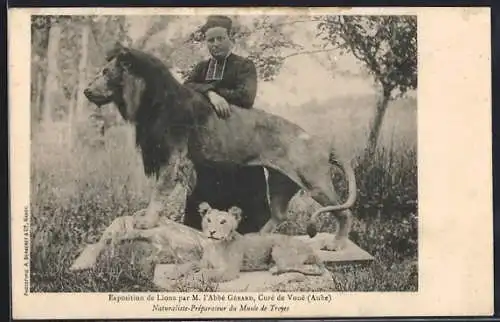 AK Voué, Exposition de Lions par M. l`Abbé Gérard, Curé et Naturaliste du Musée de Troyes