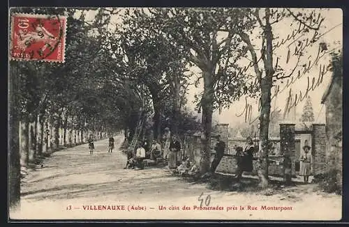 AK Villenauxe, Un coin des Promenades près la Rue Montarpont