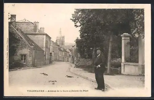 AK Villenauxe, Avenue de la Gare et Entrée du Pays