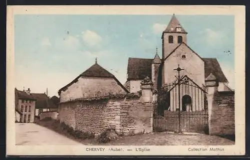 AK Chervey, L`Église et son portail en pierre