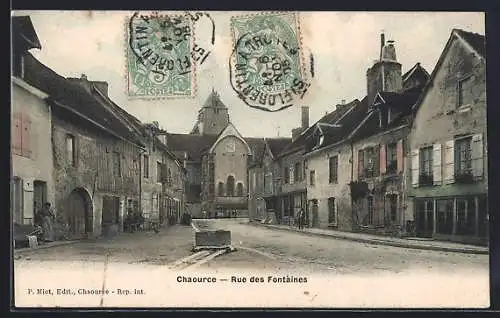 AK Chaource, Rue des Fontaines avec bâtiments traditionnels