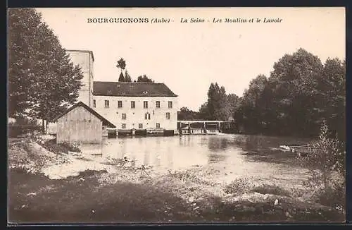 AK Bourguignons, La Seine, Les Moulins et le Lavoir
