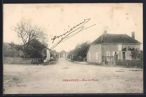 AK Géraudot, Rue de Piney dans un village rural