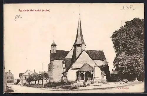AK Géraudot, Église de Géraudot vue de face
