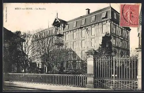 AK Méry-sur-Seine, Le Moulin avec clôture en fer forgé