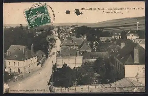 AK Aix-en-Othe, Vue panoramique prise du Clocher Avenue de la Gare