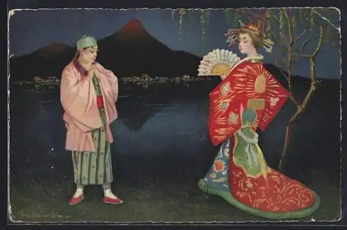 Künstler-AK E. Colombo: Asiatisches Paar