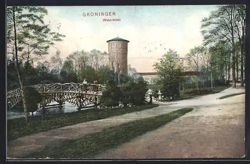 AK Groningen, Watertoren, Blick zum Wasserturm