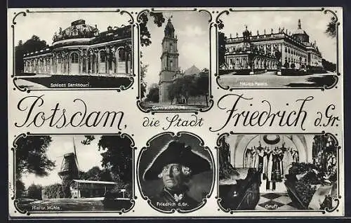 AK Potsdam, König Friedrich II. (der Grosse), Garnisonkirche, Gruft, Neues Palais
