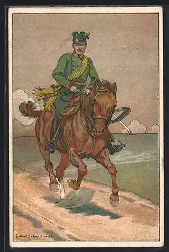 Künstler-AK Ludwig Koch: k.u.k. Reiter im Galopp