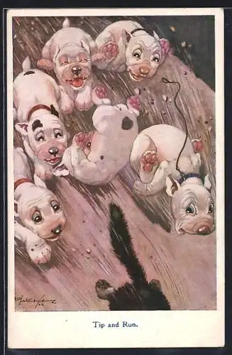 Künstler-AK George Ernest Studdy: Tip and Run, Bonzo