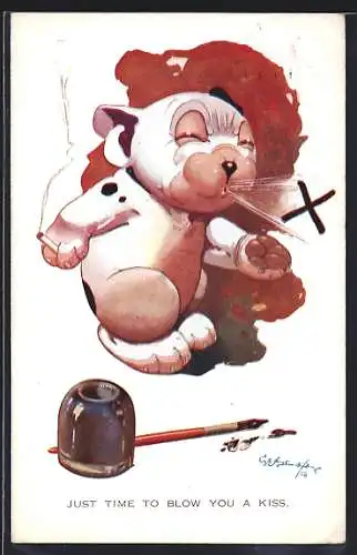 Künstler-AK George Ernest Studdy: Bonzo raucht eine Zigarette