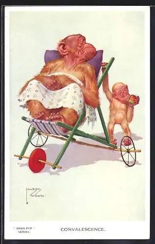 Künstler-AK Lawson Wood: Convalescence, Affe