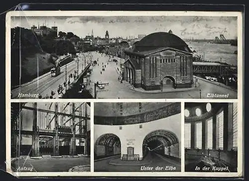 AK Hamburg-St. Pauli, Elbtunnel, Aufzug, Unter der Elbe, In der Kuppel