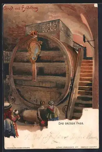 Künstler-AK Heinrich Kley: Heidelberg, Das Grosse Fass