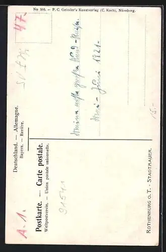 Künstler-AK Karl Mutter: Rothenburg o/T, Stadtmauer