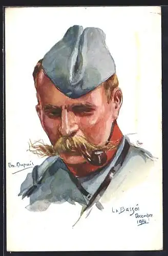 Künstler-AK Em.Dupuis: französischer Infanterist raucht Pfeife