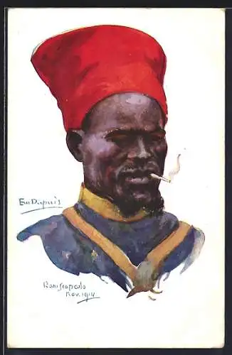 Künstler-AK Em.Dupuis: schwarzer Soldat m. Zigarette