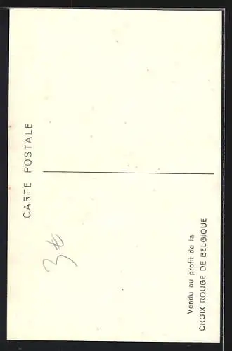 Künstler-AK Rotkreuzschwester verbindet einen Mann