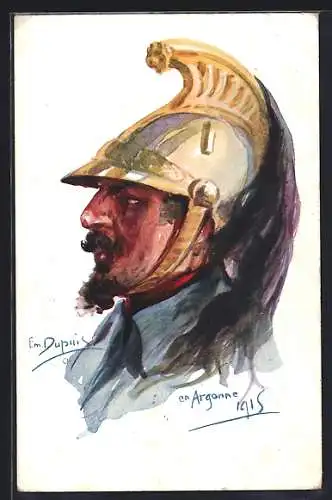 Künstler-AK Em.Dupuis: Französischer Soldat mit Stahlhelm
