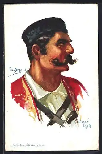 Künstler-AK Em.Dupuis: Cettigne, Infanterie Moutenegrine 1914
