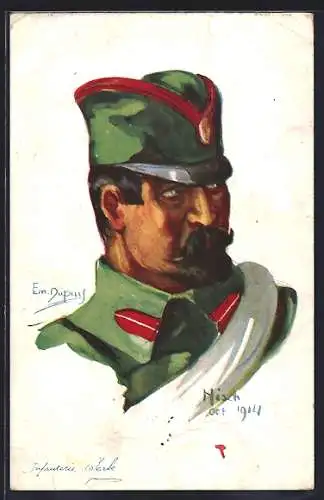 Künstler-AK Em. Dupuis: Soldat der Infanterie in Uniform, Serbe