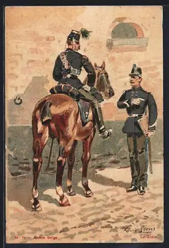 AK Armée Belge, Le Train, Belgischer Soldat zu Pferde