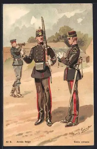 AK Belgische Armee, Ecole militaire, Militärschule, Infanterie