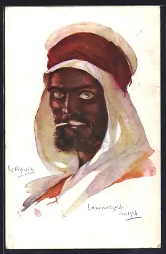 Künstler-AK Em.Dupuis: arabischer Soldat geniesst Zigarette