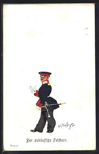 Künstler-AK Fritz Schönpflug: Der zukünftige Feldherr, Karikatur