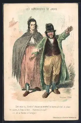 Künstler-AK sign. H. Daumier: Les Humoristes de Jadis, Que veux-tu, Zenobie?..., Mann spricht mit Frau
