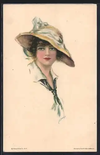 Künstler-AK Pearle Fidler LeMunyan: Junge Dame mit Strohhut, American Girl No. 94