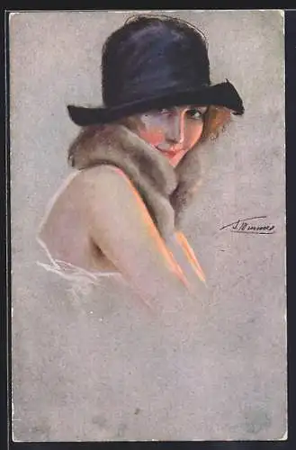 Künstler-AK Suzanne Meunier: Minois de parisiennes