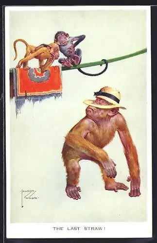 Künstler-AK Lawson Wood: Affe mit kaputtem Hut