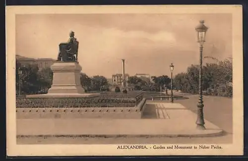 AK Alexandria, Garden and Monument to Nubar Pasha