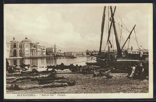AK Alexandria, Ras-el-Tin palace vom Ufer aus