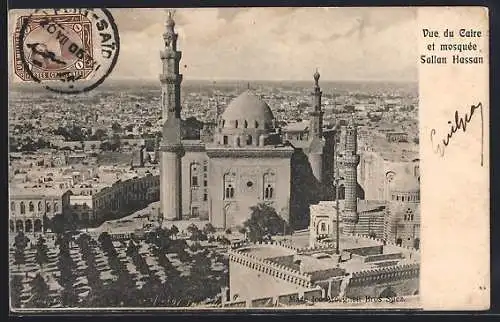 AK Caire, Vue du Caire et mosquée Sallan Hassan