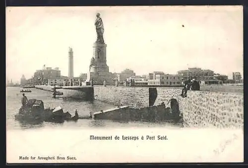 AK Port Said, Monument de Lesseps