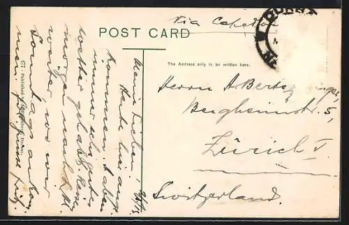 AK Durban, Bay Esplanade mit Rikscha